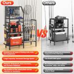 POKIPO Fishing Rod Holders for Garage,Fishing Rod Rack Storage up to 18 Rods,3 Tier Adjust Heavy Duty Metal Fish Pole Stand Organizer with Pegboard for Fishing Gear and Equipment Accessories