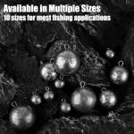 Dr.Fish 5 Pack Cannonball Sinkers Saltwater Lead Fishing Weights Round Ball Sinkers Trolling Downrigger Weights Bottom 7oz