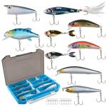 9PCS Full-Swim Layer Hard Fishing Lures Kit with Tackle Box | Bass Trout Fishing Lures Set Including Minnows, VIBs, Spinnerbaits | Freshwater & Saltwater Fishing Gear | Ideal 2026 Gift for Anglers