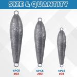 Tasdurian 21 Piece Pro Snap Weight Kit Trolling System Include 14 Tungsten Weights 7 Red Clips Bullet Shape for Walleye Fishing Saltwater Freshwater Fishing