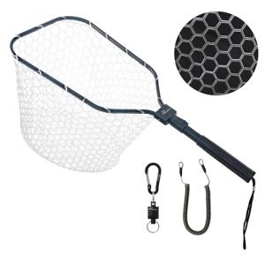 GOODCAT Fly Fishing Net, Bass Trout Landing Net, Folding Fishing Nets Fresh Water, Safe Fish Catching or Releasing, Fly Fishing net Magnetic Release