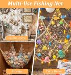 Decorative Fishing Net, 40 x 80 Inch Fish Net Decorations, Fishing Netting Decor for Ocean Themed Party Beach Coastal Bedroom (Beige)