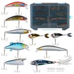 9PCS Full-Swim Layer Hard Fishing Lures Kit with Tackle Box | Bass Trout Fishing Lures Set Including Minnows, VIBs, Spinnerbaits | Freshwater & Saltwater Fishing Gear | Ideal 2026 Gift for Anglers