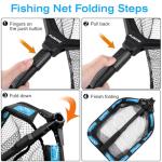 PLUSINNO Floating Fishing Net for Steelhead, Salmon, Fly, Kayak, Catfish, Bass, Trout Fishing, Rubber Coated Foldable Landing Net with Telescoping Pole Handle, Fishing Gear and Gifts for Men (1.0m)