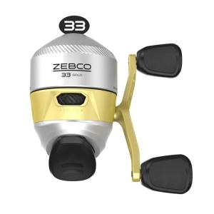 Zebco 33 Gold Spincast Fishing Reel, Size 30 Reel, Changeable Right- or Left-Hand Retrieve, Durable All-Metal Gears, Pre-Spooled with 10-Pound Zebco Cajun Fishing Line, Silver/Gold (Clam Packaging)