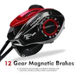 YACUYU Fishing Reels Baitcaster Reel - 7.3:1 Gear Ratio Magnetic Braking System Carbon Fiber Drag Low Profile 6+1 Ball Bearings Fish Casting Baitcasting Fishing Reel