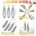 20 Pieces Drop Fishing Weights Sinkers Kit, Bullet Raindrop Streamlined Fishing Weight for Freshwater Saltwater Casting Removable Drifting Bottom Fishing Accessory (0.35 oz)