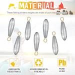 20 Pieces Drop Fishing Weights Sinkers Kit, Bullet Raindrop Streamlined Fishing Weight for Freshwater Saltwater Casting Removable Drifting Bottom Fishing Accessory (0.35 oz)