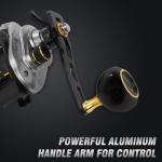 Baitcasting Reels, Baitcasting Fishing Reels, Aviation-Aluminium Spool, Aluminum Star-Shaped Trailer and Handle Arm, Drag Alarm System, 8+1 Stainless Steel Bearing, 6.4:1 Gear Ratio
