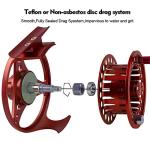 FANGBLUE Fly Fishing Reel Aluminum Alloy 5/6 WT Large Arbor 2+1BB Interchangeable for Saltwater and Freshwater Fly Wheel 5/6 WT (Wine Red)