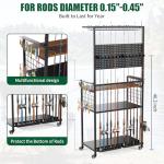 ahomrt Large Fishing Rod Storage Rack with Pegboard, Rolling Tackle Organizer Cart, Multi-Tier Fishing Gear Stand for Rods, Reels, Tackle Boxes & Bag, Heavy Duty Metal Rod Holders with Lockable Wheels