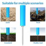 Soulchen Fishing Rod Holder 3 Pack Fishing Pole Holders for Ground 12 Inch and 10 Free Bell Alarm Galvanized Steel Reinforced PVC for Bank Bank Ground Sand Beach(Blue Yellow White)