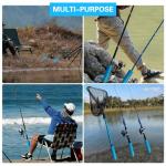 Soulchen Fishing Rod Holder 3 Pack Fishing Pole Holders for Ground 12 Inch and 10 Free Bell Alarm Galvanized Steel Reinforced PVC for Bank Bank Ground Sand Beach(Blue Yellow White)