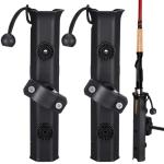 Seenelling 2 Pcs Pole Mount Fishing Rod Holders for Bike Rack Rotatable Fishing Chair Pole Holders with Clamp for Boat Bicycle Motorcycle Kayak Cart (Black)