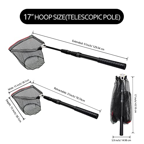 Collapsible Telescopic Fishing Landing Net - 51" Black