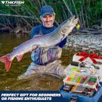 THKFISH 400PCS Fishing Lures Accessories Kit with Large 3-Layer Tackle Box Complete Freshwater Bass Fishing Gear Tools Set with Pliers, Fish Scale, Crankbait, Hooks, Weights Sinkers, Gift for Men