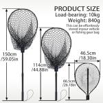 SEASPRO Rubber Fishing Net with Telescoping Handle Length: 59" Depth:19.7" Hoop: 23"x18" Silicone Extendable Aluminum Alloy Large Pier/Fly/Kayak/Fishpond/Crab/Saltwater Landing Fish Net Fishing Gear