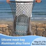 SEASPRO Rubber Fishing Net with Telescoping Handle Length: 59" Depth:19.7" Hoop: 23"x18" Silicone Extendable Aluminum Alloy Large Pier/Fly/Kayak/Fishpond/Crab/Saltwater Landing Fish Net Fishing Gear