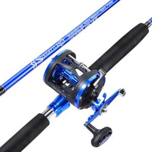 Sougayilang Fishing Rod Combo, 2-Piece Trolling Fishing Reel Combo with 3.8:1 Gear Ratio & 3+1 Bearings, Aluminum Reel Seat for Saltwater/Big Game Fish- 7'0"- Right Handed