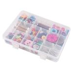 Exptolii 18 Grids Plastic Organizer Box with Dividers, Clear Compartment Container Storage for Beads Crafts Jewelry Fishing Tackles, Size 7.9 x 6.2 x 1.2 in