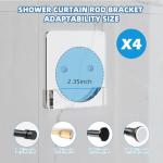 Lsnisni 4 Pack Adhesive Shower Curtain Rod Holder,Tension Curtain Rod Bracket, Drill Curtain Rod Holder or Adhesive Shower Rod Holders for Wall Two Installation Methods