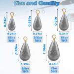 Fishing Weights Sinkers Kit, 25pcs 5 Sizes Bass Casting Drop Shot Weights Lead Fishing Weights for Catfish Saltwater Freshwater