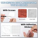 Lsnisni 4 Pack Adhesive Shower Curtain Rod Holder,Tension Curtain Rod Bracket, Drill Curtain Rod Holder or Adhesive Shower Rod Holders for Wall Two Installation Methods