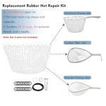 Riverruns Rubber Net Replacement Fishing Net Bag Fly Fishing Foldable Fish Landing for Freshwater Saltwater Without Handle 6 Sizes (Transparent, Circumference: 47" Diameter: 16" Net Depth: 14")