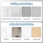 Lsnisni 4 Pack Adhesive Shower Curtain Rod Holder,Tension Curtain Rod Bracket, Drill Curtain Rod Holder or Adhesive Shower Rod Holders for Wall Two Installation Methods