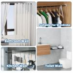 Lsnisni 4 Pack Adhesive Shower Curtain Rod Holder,Tension Curtain Rod Bracket, Drill Curtain Rod Holder or Adhesive Shower Rod Holders for Wall Two Installation Methods