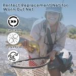 Riverruns Rubber Net Replacement Fishing Net Bag Fly Fishing Foldable Fish Landing for Freshwater Saltwater Without Handle 6 Sizes (Transparent, Circumference: 47" Diameter: 16" Net Depth: 14")