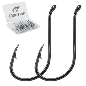 FishTrip 100pcs Offset Octopus Hooks for Saltwater Fishing