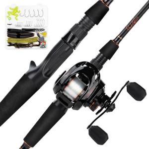 KastKing Brent Chapman Baitcasting Reel and Rod Combo, Tailored Tackle Kits, Pre-spooled Design, IM6 Graphite 2Pc Blanks, 5 + 1 Ball Bearings, Aluminum Oxide Ringed Stainless Steel Guides, EVA Handles