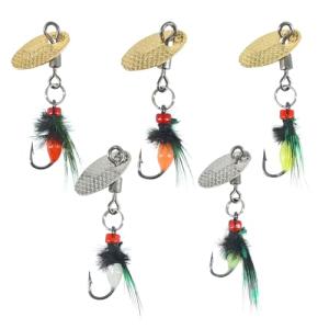 Ryidkcs 5-Pack Artificial Fly Fishing Lures with Spinner Blades, Ideal for Bass, Trout, Sunfish & Pike Fishing