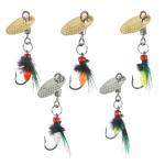 Ryidkcs 5-Pack Artificial Fly Fishing Lures with Spinner Blades, Ideal for Bass, Trout, Sunfish & Pike Fishing