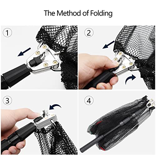 Collapsible Telescopic Fishing Landing Net - 51" Black