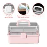 12.9in Three-Layer Multipurpose Storage Box with Handle Portable Tackle Box Folding Art & Craft Case Sewing Supplies Organizer for Makeup, Medicine, Nail, Hair Accessories (Haze Green)