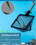 Pawfly 3 Inch Aquarium Fish Net with Telescopic Stainless Steel Handle Small Square Net with Soft Fine Mesh Sludge Food Residue Wastes Skimming Cleaning Net for Fish Tanks Small Koi Ponds and Pools