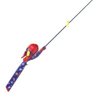 Zebco Youth Superman Floating Spincast Reel and Fishing Rod Combo, 29-Inch Fiberglass Rod, Light Power, Moderate Action, Size 20 Reel, Blue