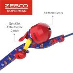 Zebco Youth Superman Floating Spincast Reel and Fishing Rod Combo, 29-Inch Fiberglass Rod, Light Power, Moderate Action, Size 20 Reel, Blue