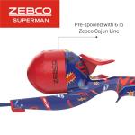 Zebco Youth Superman Floating Spincast Reel and Fishing Rod Combo, 29-Inch Fiberglass Rod, Light Power, Moderate Action, Size 20 Reel, Blue