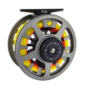 Aventik FLK Fly Fishing Reel Aluminum Trout 3/5, 5/7, 7/9wt Large Arbor Freshwater Fly Reel with Line (Grey 7/9 with Line)
