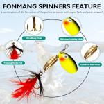 FONMANG Fishing Lure Spinners, 12pcs Spinner baits for Freshwater and Saltwater,2026 New Trout Fishing Lures Also for Bass Crappie Salmon Walleye