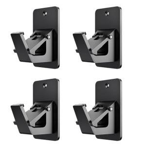 Universal Curtain Rod Holders, No Drill Curtain Rod Brackets, Self Adhesive Curtain Rod Brackets Up to 30 LB, Nail Free Curtain Rod Hooks for Bathroom, Bedroom, Livingroom, Kitchen (4PC, Black)