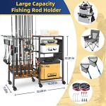 Olakee Fishing Rod Holder for Garage, 12 Fishing Pole Rack & Tackle Organizer, Fishing Gear Storage Cart for Home Entryway & Corner, Space Saving Rod Stand, Heavy Duty Gift for Men Dad Anglers