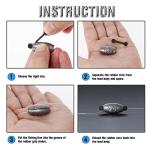 Croch 20 Pack Rubber core sinkers, Removable Rubber Core Weights with Split Opening Weights for Fishing,Twist-Lock Sinker Size 1/16 1/8 3/16 1/4 3/8 1/2 3/4 1OZ