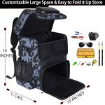 SKAITU Fishing Backpack with Rod Holder, Large 55L Water Resistant Tackle Backpack with Cooler Heavy Duty Fishing Bag Gifts for Men, Camo Black