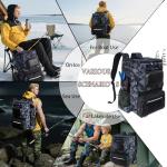 SKAITU Fishing Backpack with Rod Holder, Large 55L Water Resistant Tackle Backpack with Cooler Heavy Duty Fishing Bag Gifts for Men, Camo Black