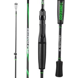 One Bass Fishing Rod, Lightweight Graphite Spinning & Casting Rod with Super Polymer Handle-Green Spinning Rod-7'0"