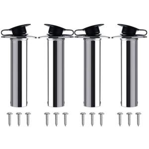 NovelBee 4 Pack Fishing Rod Holders with Rubber Cap and Mounting Screws,90 Degree Stainless Steel Flush Mount Rod Holder for Fishing Boat